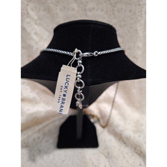 New-Lucky Brand Two-Tone Owl Pendant Necklace With Charms - Picture 4 of 8